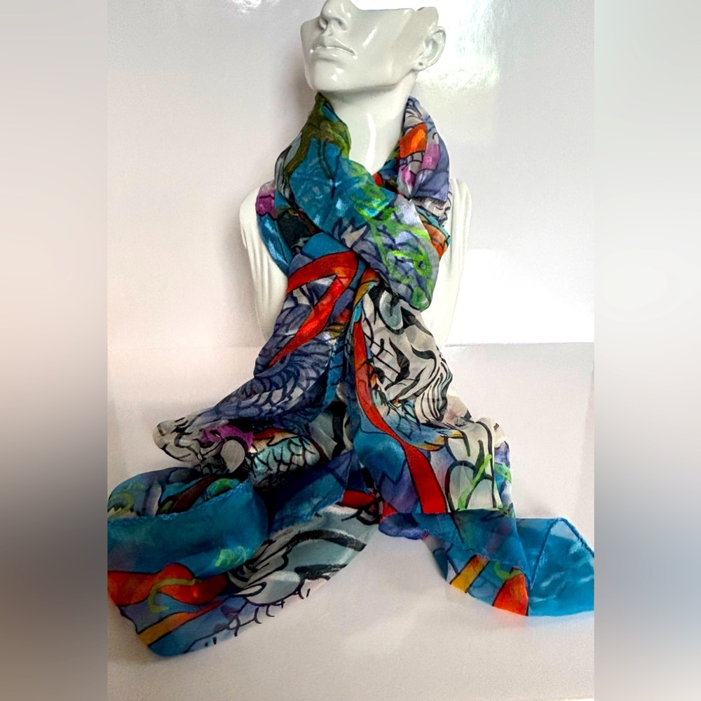 Ed Hardy Multicolor Graphic Scarf